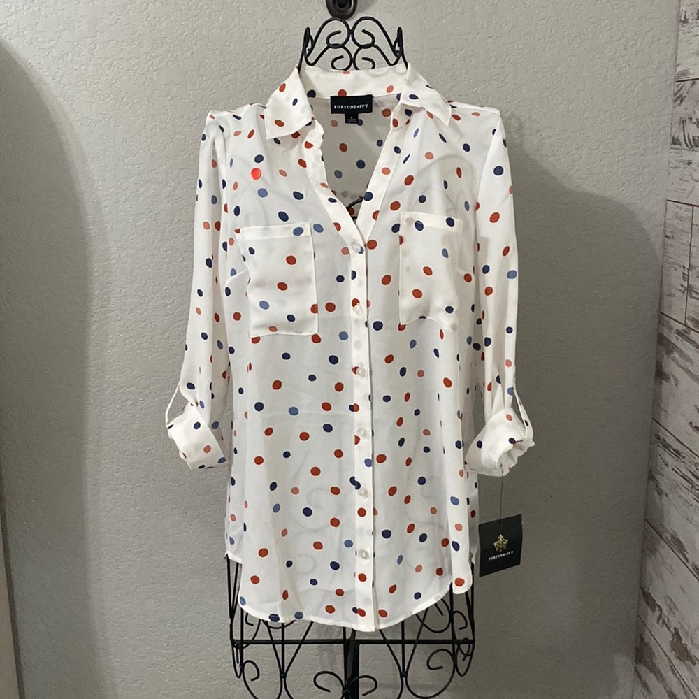 FORTUNE & IVY Womens Size Small Blouse